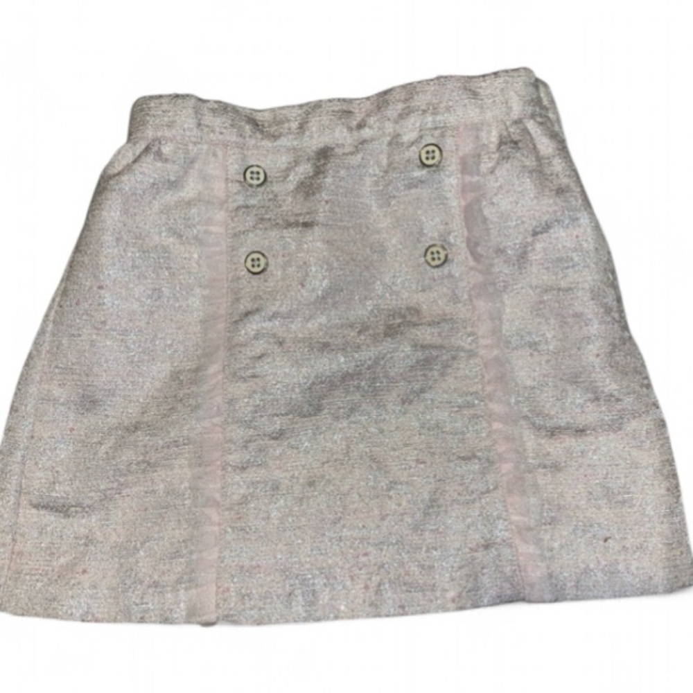 Janie and Jack light powder Pink Button front tweed shimmer lady skirt size 7